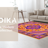 Ultra Soft Area Rug, Non Slip, Stain Resistant, Washable Area Rugs for Living Room, Bedroom, Exotic Tiled Color Splash(Orange)