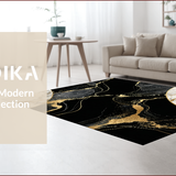 Ultra Soft Area Rug, Non Slip, Stain Resistant, Washable Area Rugs for Living Room, Bedroom, Elegant Luxurious Linear Patterns(Black)