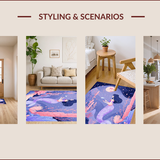 Ultra Soft Area Rug, Non Slip, Stain Resistant, Washable Area Rugs for Living Room, Bedroom, Delicate Plush Oceanic Dreamscape(Purple)