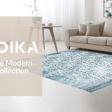 Ultra Soft Area Rug, Non Slip, Stain Resistant, Washable Area Rugs for Living Room, Bedroom, Elegant Contemporary Floral Aesthetic(Blue)