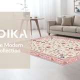 Ultra Soft Area Rug, Non Slip, Stain Resistant, Washable Area Rugs for Living Room, Bedroom, Chic Earthy Floral Arrangement(Ivory)