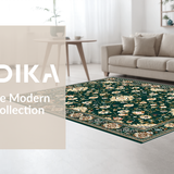 Ultra Soft Area Rug, Non Slip, Stain Resistant, Washable Area Rugs for Living Room, Bedroom, Chic Dark Floral Medallion(Green)