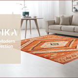 Ultra Soft Area Rug, Non Slip, Stain Resistant, Washable Area Rugs for Living Room, Bedroom, Rustic Orange Geometric Aesthetic(Orange)