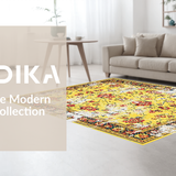 Ultra Soft Area Rug, Non Slip, Stain Resistant, Washable Area Rugs for Living Room, Bedroom, Chic Retro Floral Fusion(Yellow)
