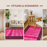 Ultra Soft Area Rug, Non Slip, Stain Resistant, Washable Area Rugs for Living Room, Bedroom, Funky Geometric Animal Aesthetic(Pink)