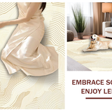 Ultra Soft Area Rug, Non Slip, Stain Resistant, Washable Area Rugs for Living Room, Bedroom, Rustic Modernist Organic Shapes(Beige)