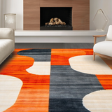 Ultra Soft Area Rug, Non Slip, Stain Resistant, Washable Area Rugs for Living Room, Bedroom, Dynamic Orange Tiled Composition(Orange)
