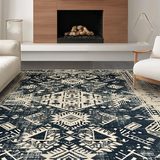 Ultra Soft Area Rug, Non Slip, Stain Resistant, Washable Area Rugs for Living Room, Bedroom, Neutral Palette Tribal Design(Gray)