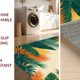 Ultra Soft Area Rug, Non Slip, Stain Resistant, Washable Area Rugs for Living Room, Bedroom, Sophisticated Tropical Print Style(Yellow)
