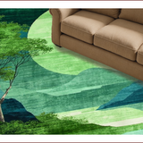Ultra Soft Area Rug, Non Slip, Stain Resistant, Washable Area Rugs for Living Room, Bedroom, Charming Earthy Pastel Whirlwind Style(Green)