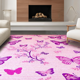 Ultra Soft Area Rug, Non Slip, Stain Resistant, Washable Area Rugs for Living Room, Bedroom, Delicate Purple Garden Atmosphere(Pink)