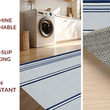 Ultra Soft Area Rug, Non Slip, Stain Resistant, Washable Area Rugs for Living Room, Bedroom, Rustic Traditional Striped Charm(Blue)