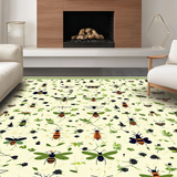 Ultra Soft Area Rug, Non Slip, Stain Resistant, Washable Area Rugs for Living Room, Bedroom, Whimsical Insect Motif Accent(Beige)
