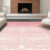 Ultra Soft Area Rug, Non Slip, Stain Resistant, Washable Area Rugs for Living Room, Bedroom, Modern Bow Scallop Accent Rug with Coquette Ribbon and Preppy Detailing(Pink)