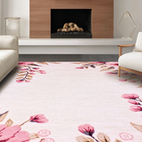 Ultra Soft Area Rug, Non Slip, Stain Resistant, Washable Area Rugs for Living Room, Bedroom, Stylish Bright Floral Medley(Beige)