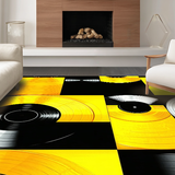 Ultra Soft Area Rug, Non Slip, Stain Resistant, Washable Area Rugs for Living Room, Bedroom, Bold Vintage Musical Elements(Yellow)
