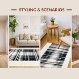 Ultra Soft Area Rug, Non Slip, Stain Resistant, Washable Area Rugs for Living Room, Bedroom, Bold Black White Floor Decor(Black)