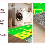 Ultra Soft Area Rug, Non Slip, Stain Resistant, Washable Area Rugs for Living Room, Bedroom, Vivid Cityscape Playful Design(Green)