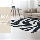 Ultra Soft Area Rug, Non Slip, Stain Resistant, Washable Area Rugs for Living Room, Bedroom, Boho Zebra Kitchen Rug for High Traffic Areas(Black)