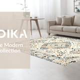 Ultra Soft Area Rug, Non Slip, Stain Resistant, Washable Area Rugs for Living Room, Bedroom, Chic Neutral Ethnic Patterned Mat(White)