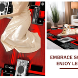 Ultra Soft Area Rug, Non Slip, Stain Resistant, Washable Area Rugs for Living Room, Bedroom, Striking Red and Black Musical Motifs(Red)