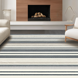 Ultra Soft Area Rug, Non Slip, Stain Resistant, Washable Area Rugs for Living Room, Bedroom, Elegant Neutral Striped Aesthetic(Black)