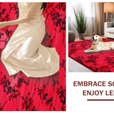 Ultra Soft Area Rug, Non Slip, Stain Resistant, Washable Area Rugs for Living Room, Bedroom, Sleek Minimalist Petal Design(Red)