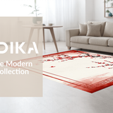 Ultra Soft Area Rug, Non Slip, Stain Resistant, Washable Area Rugs for Living Room, Bedroom, Elegant Ink Wash Botanical Motif(Red)