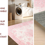 Ultra Soft Area Rug, Non Slip, Stain Resistant, Washable Area Rugs for Living Room, Bedroom, Vibrant Spring Garden Aesthetic(Pink)