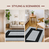 Ultra Soft Area Rug, Non Slip, Stain Resistant, Washable Area Rugs for Living Room, Bedroom, Sleek Abstract Patterned Composition(Black)
