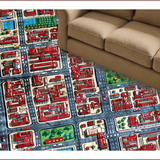 Ultra Soft Area Rug, Non Slip, Stain Resistant, Washable Area Rugs for Living Room, Bedroom, Colorful Cityscape Educational Rug(Red)