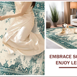 Ultra Soft Area Rug, Non Slip, Stain Resistant, Washable Area Rugs for Living Room, Bedroom, Vintage Neutral Bedroom Area Rug Non-Shedding(Ivory)