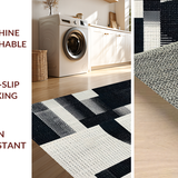 Ultra Soft Area Rug, Non Slip, Stain Resistant, Washable Area Rugs for Living Room, Bedroom, Ebony & Ivory Dash: Cotton Flatweave Rug, Modern Hall Decor(Black)
