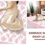 Ultra Soft Area Rug, Non Slip, Stain Resistant, Washable Area Rugs for Living Room, Bedroom, Stylish Soft-Toned Floral Elegance(White)
