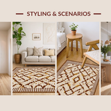 Ultra Soft Area Rug, Non Slip, Stain Resistant, Washable Area Rugs for Living Room, Bedroom, Artful Symmetrical Pattern Play(Beige)
