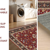 Ultra Soft Area Rug, Non Slip, Stain Resistant, Washable Area Rugs for Living Room, Bedroom, Transitional Warm Palette Leaf Design(Red)