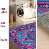 Ultra Soft Area Rug, Non Slip, Stain Resistant, Washable Area Rugs for Living Room, Bedroom, Serene Ethnic Patterned Home Accent(Blue)