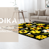 Ultra Soft Area Rug, Non Slip, Stain Resistant, Washable Area Rugs for Living Room, Bedroom, Charming Bee Floral Arrangement(Yellow)