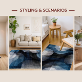 Ultra Soft Area Rug, Non Slip, Stain Resistant, Washable Area Rugs for Living Room, Bedroom, Gradient Abstract Striped Area Rug(Blue)