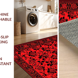 Ultra Soft Area Rug, Non Slip, Stain Resistant, Washable Area Rugs for Living Room, Bedroom, Artful Distressed Floral Composition(Red)