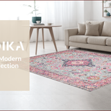 Ultra Soft Area Rug, Non Slip, Stain Resistant, Washable Area Rugs for Living Room, Bedroom, Chic Ethnic Diamond Texture(Gray)