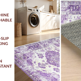 Ultra Soft Area Rug, Non Slip, Stain Resistant, Washable Area Rugs for Living Room, Bedroom, Sophisticated Ivy Medallion Style(Purple)