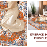 Ultra Soft Area Rug, Non Slip, Stain Resistant, Washable Area Rugs for Living Room, Bedroom, Whimsical Earthy Petal Arrangement(Orange)