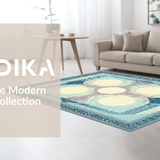 Ultra Soft Area Rug, Non Slip, Stain Resistant, Washable Area Rugs for Living Room, Bedroom, Serene Neutral Geometric Waves(Blue)