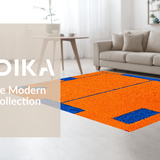 Ultra Soft Area Rug, Non Slip, Stain Resistant, Washable Area Rugs for Living Room, Bedroom, Striking Graphic Tech-Inspired Design(Orange)