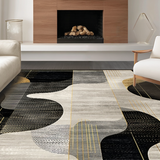 Ultra Soft Area Rug, Non Slip, Stain Resistant, Washable Area Rugs for Living Room, Bedroom, Elegant Textured Layered Motif(Gray)