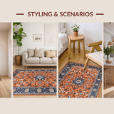 Ultra Soft Area Rug, Non Slip, Stain Resistant, Washable Area Rugs for Living Room, Bedroom, Chic Retro Geometric Color Palette(Orange)