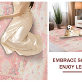 Ultra Soft Area Rug, Non Slip, Stain Resistant, Washable Area Rugs for Living Room, Bedroom, Artistic Distressed Floral Arrangement(Pink)