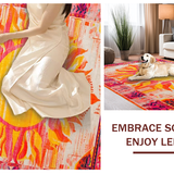Ultra Soft Area Rug, Non Slip, Stain Resistant, Washable Area Rugs for Living Room, Bedroom, Joyful Bright Orange Patterned Accent(Orange)