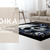 Ultra Soft Area Rug, Non Slip, Stain Resistant, Washable Area Rugs for Living Room, Bedroom, Elegant Dark Themed Decor(White)